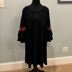 Alyx Black Dress With Floral Sleeve Detail